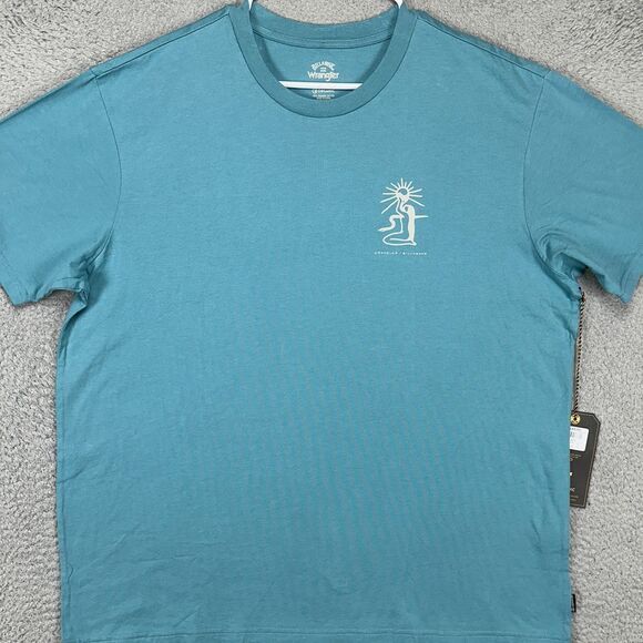 Billabong Wrangler Sacred Sands T-Shirt Men 2XL Blue Organic Cotton Crewneck NEW